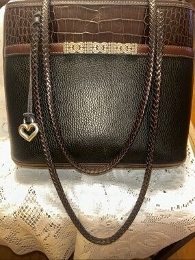 Brighton Women's Dark Brown Croc-Embossed Tote & matching wallet 90’s